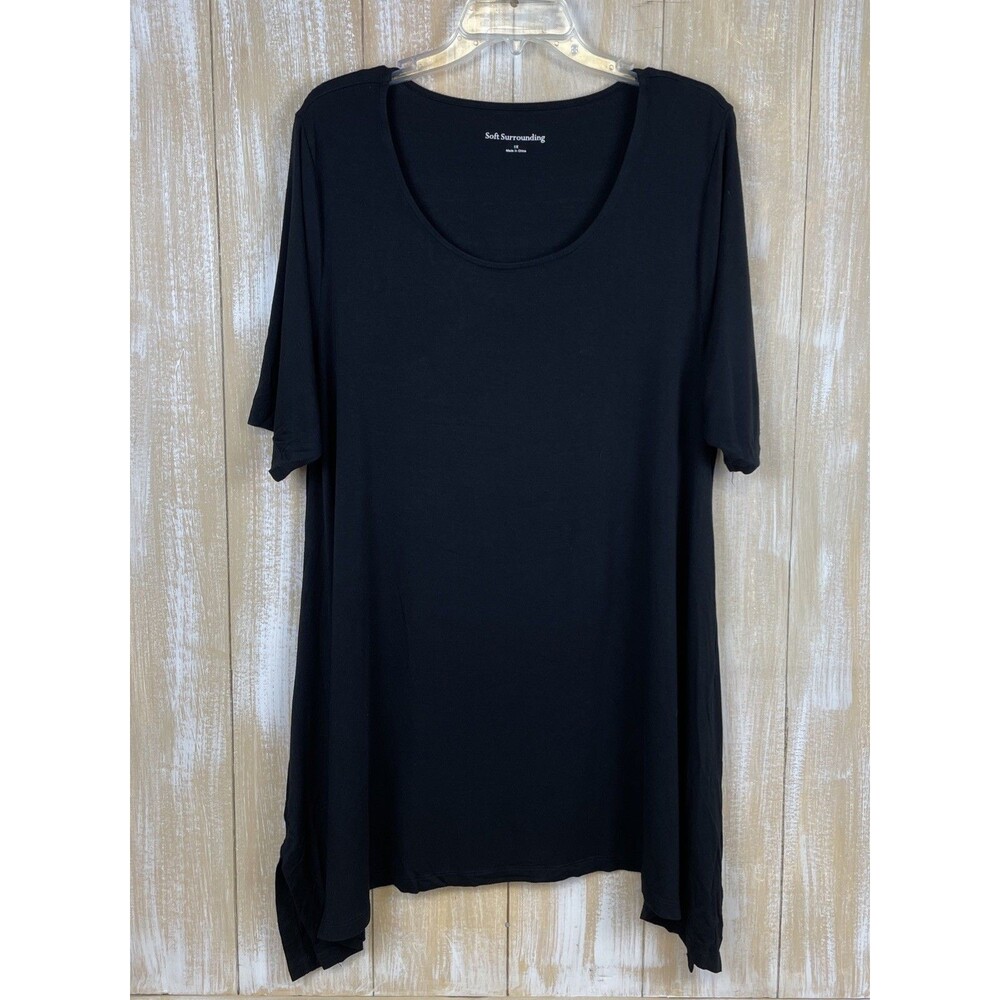SOFT SURROUNDINGS Women’s Size 1X Black Scoop Neck Short Sleeve Shirt Top